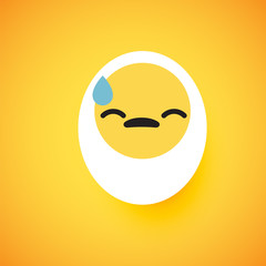 Cute egg emoticon face, vector illustration