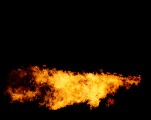 Flame underline, fire isolated on black