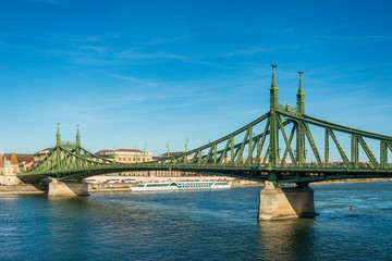 Budapest, Hungary - October 01, 2019: Liberty Bridge in Budapest, Hungary.
