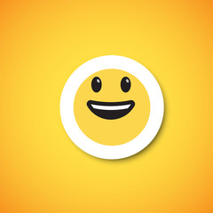 Yellow cute emoticon sticker, vector illustration