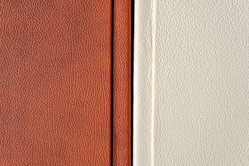 White and brown leather texture. close-up.