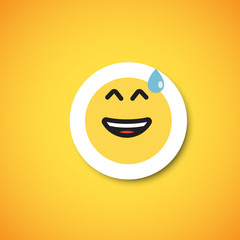 Yellow cute emoticon sticker, vector illustration