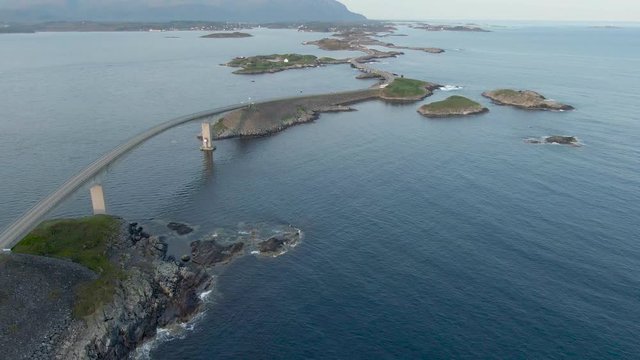 Aerial view of amazing Atlantic Ocean Road (Atlanterhavsveien) in Norway