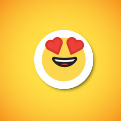 Yellow cute emoticon sticker, vector illustration