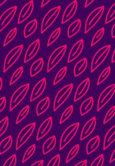Simple flat doodle pattern with pink leaves on violet background. Vector illustration