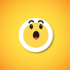 Yellow cute emoticon sticker, vector illustration