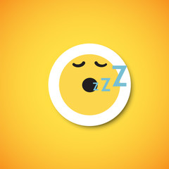 Yellow cute emoticon sticker, vector illustration