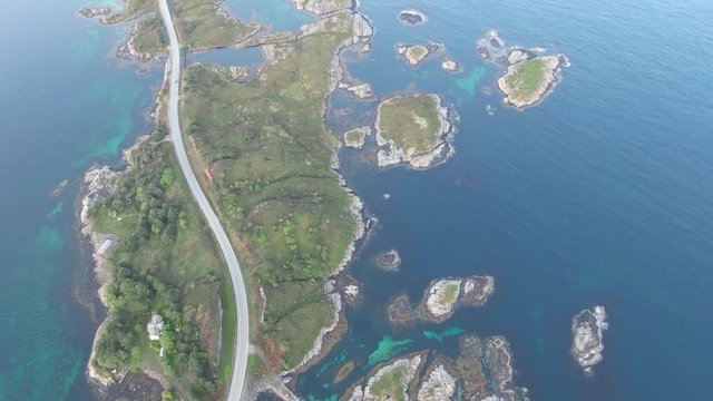 Aerial view of amazing Atlantic Ocean Road (Atlanterhavsveien) in Norway