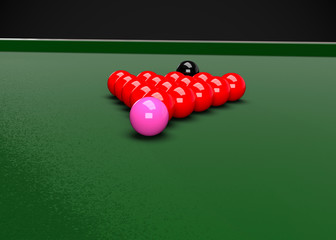 Snooker Billiards Balls Table Set Up 3D Render