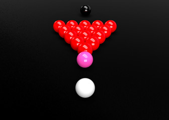 Snooker Billiards Balls Table Set Up 3D Render