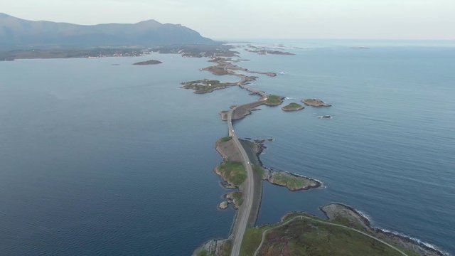 Aerial view of amazing Atlantic Ocean Road (Atlanterhavsveien) in Norway