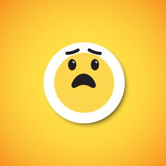 Fototapeta premium Yellow cute emoticon sticker, vector illustration
