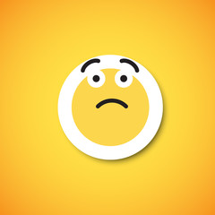 Yellow cute emoticon sticker, vector illustration