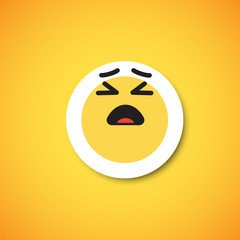 Yellow cute emoticon sticker, vector illustration