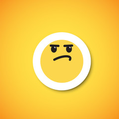 Fototapeta premium Yellow cute emoticon sticker, vector illustration