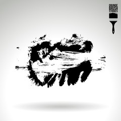 Black brush stroke and texture. Grunge vector abstract hand - painted element. Underline and border design.