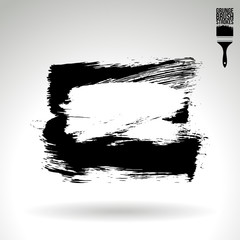 Black brush stroke and texture. Grunge vector abstract hand - painted element. Underline and border design.