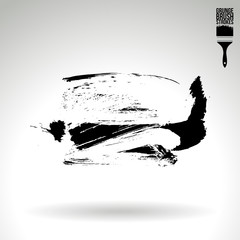 Black brush stroke and texture. Grunge vector abstract hand - painted element. Underline and border design.