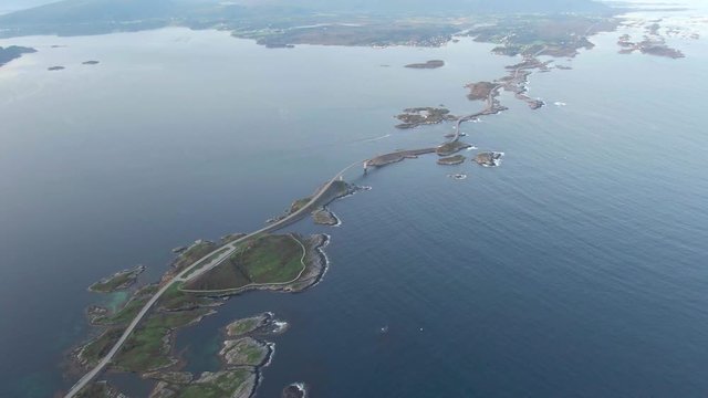 Aerial view of amazing Atlantic Ocean Road (Atlanterhavsvegen) in Norway
