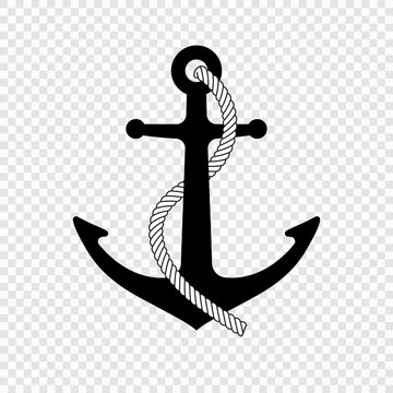 Nautical anchor with rope icon
