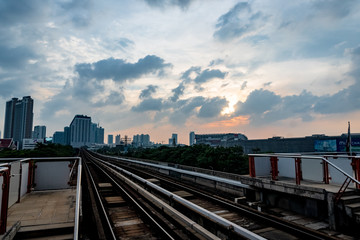 Fototapeta na wymiar Bangkok Sky Train at Sunset