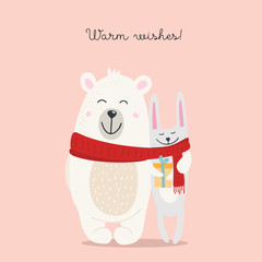 Christmas card with animals