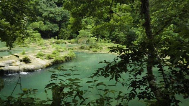 Semuc champey guatemala in the morning, left tilt 4k