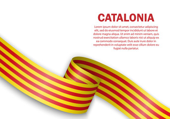 waving flag of Catalonia on white background