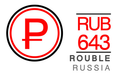 Obraz premium P, RUB, 643, Rouble, Russia Banking Currency icon typography logo banner set isolated on background. Abstract concept graphic element. Collection of currency symbols ISO 4217 signs used in country