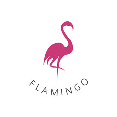 Flamingo bird  logo design concept template vector
