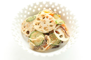 mixed lotus roots and sesame seed mixed