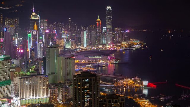 Timelapse pictorial Wan Chai district in Hong Kong at night