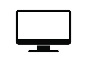 Computer display icon, black blank pc screen. Vector illustration image. Isolated on white background. 