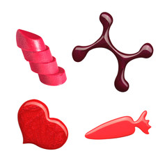 Samples of lipstick and nail polish isolated on white