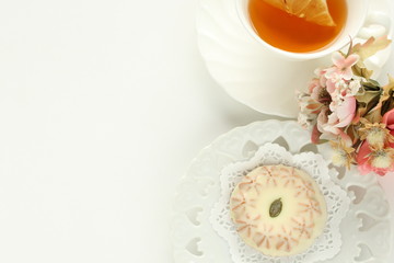 White chocolate cookie on white background