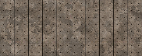 Rusty square factory floor with holes