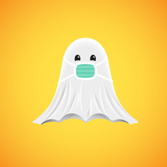 High-detailed cute ghost emoticon, vector illustration