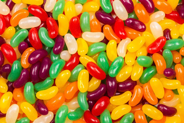 Colorful jelly beans isolated on white.