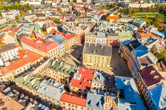 Lublin z lotu ptaka - Stary Trybunał Koronny.  Stare miasto widziane z powietrza.
