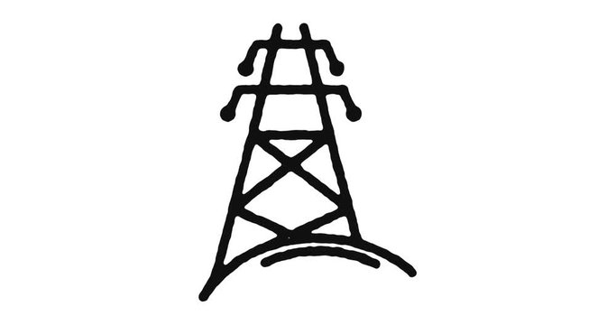 Electricity outline icon animation footage/video. Hand drawn like symbol animated with motion graphic, can be used as loop item, has alpha channel and it's at 4K video resolution.