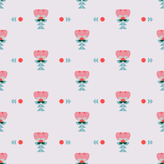 Abstract tulips with details seamless repeat pattern