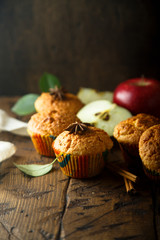 Homemade apple muffins with spices