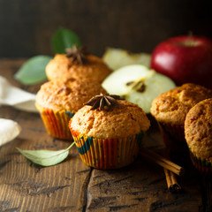 Homemade apple muffins with spices