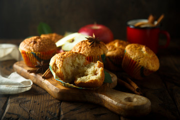 Homemade apple muffins with spices