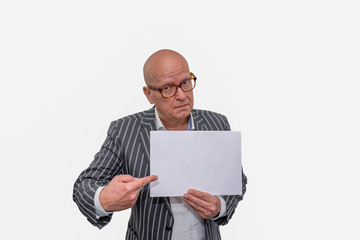 Man with blank sign in his hands