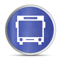Bus icon prime blue round button vector illustration design silver frame push button