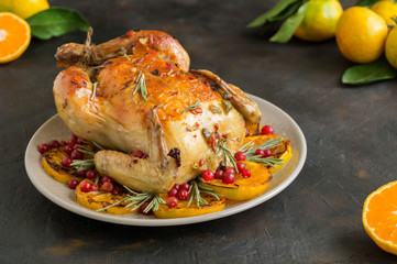 Baked chicken in the oven. festive dish.