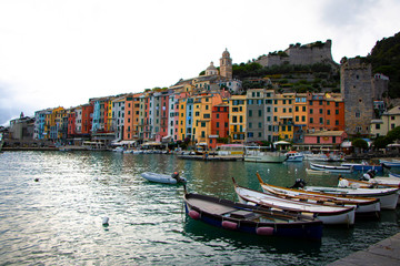 Cinque Terre in Italy, beautiful multi-colored houses. Porto Venere landscape