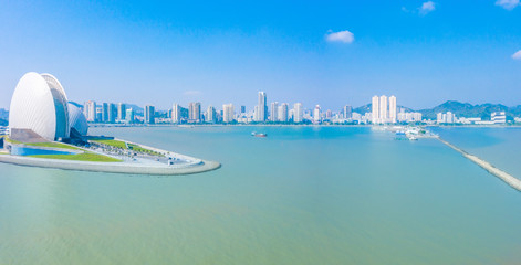 City waterfront view of Beaver Island on Couple Road in Zhuhai City, Guangdong Province