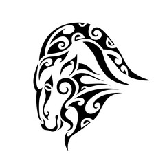 Capricorn. Tattoo maori tribal style. Horoscope. Astrological zodiac sign. Silhouette isolated on white background